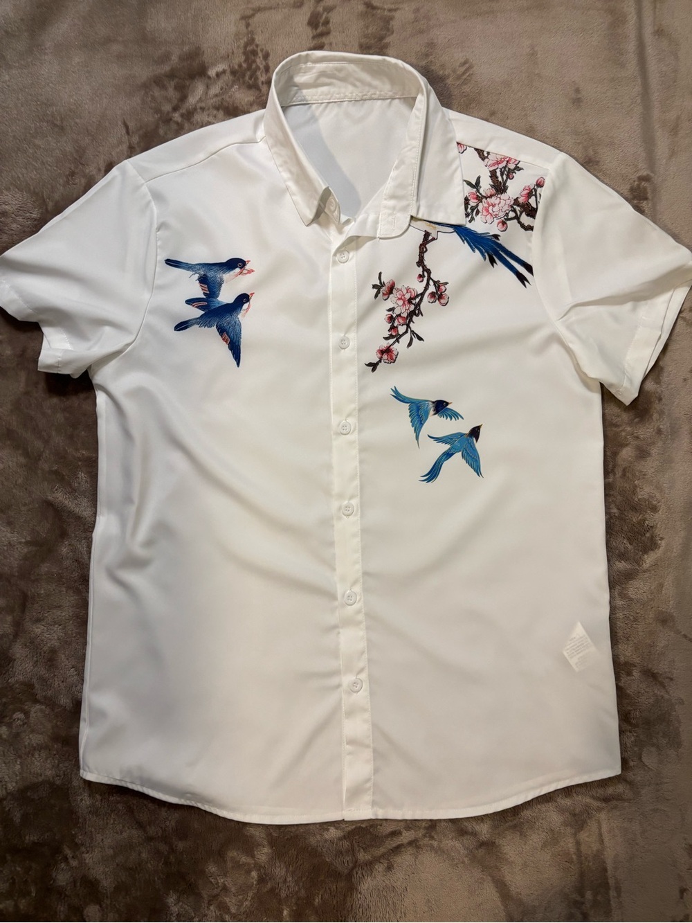 SHEIN Shirt Men’s Size M White Short-Sleeve Button-Down Shirt